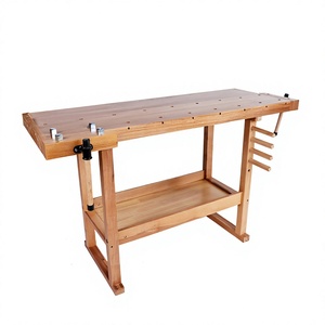 Banc de travail multifonctionnel en bois de hêtre avec étagère de rangement pour atelier scolaire et projets d'artisanat - Product Image 2