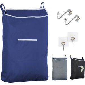 Cesto de Ropa Sucia Colgante Grande con Ganchos para Puerta y Adhesivo, Bolsa Rectangular Duradera que Ahorra Espacio, Azul Marino-L - Product Image 1