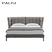 Chambre contemporaine Lit king size en tissu Ensemble de lit double italien moderne Meubles de lit de mariage en velours bleu
