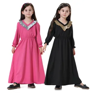 Vestido largo islámico turco Eid para niños y niñas, Túnica de encaje tradicional de moda, Abaya, ropa árabe de Dubái, venta al por mayor