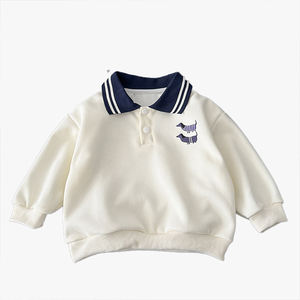 Polo de Manga Larga 100% Algodón para Niños, Estilo Holgado, Bloques de Color, Estilo Preppy, Top de Otoño con Empalmes - Product Image 3