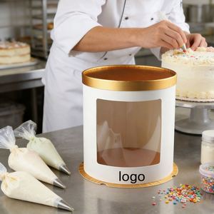 Customizable Biodegradable Food Grade Cardboard <b>Cake</b> <b>Box</b> Clear Window Sturdy Ideal for Baking & Dessert Packaging - Product Image 1