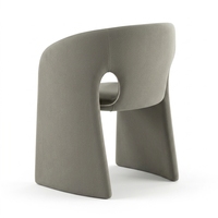 Fauteuil de loisirs sculptural moderne en tissu gris foncé avec dossier uni et pieds intégrés pour salon et extérieur