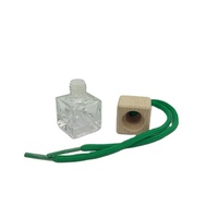 Flacon en verre avec bouchon en bois pour diffuseur de parfum, 8ml, à suspendre, carré, pour voiture, Clip métallique, 1 pièce, nouveau Design