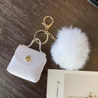 Porte-clés INS en cuir PU avec pompon, mini porte-monnaie, breloque pour sac à dos