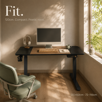 Bureau assis-debout électrique AOR avec surface en bois, hauteur réglable, MDF, cadre métallique, construction stable, vente en gros d'usine