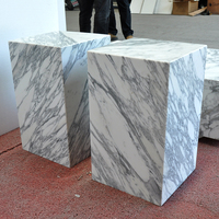 Table d'appoint en pierre naturelle sur mesure, socle moderne en marbre blanc Arabescato, présentoir cube minimaliste, écologique pour la maison