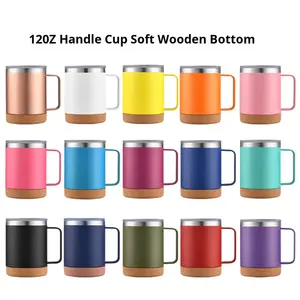 En stock, commerce extérieur, tasse à café de bureau en acier inoxydable 304 avec fond en <span class=keywords><strong>liège</strong></span>, isolée sous vide, 12 oz, avec poignée, pulvérisation, impression de logo - Product Image 2