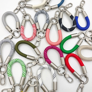 DF22 Nylon <b>Braided</b> Keychain With Metal Clasp White And Black Checkered Pattern Fitness <b>Accessory</b> All Seasons - Product Image 5