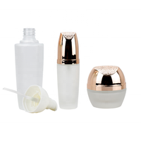 Pot cosmétique en verre rond à épaule plate, givré doré, avec couvercle à vis, pour crème visage et contour des yeux, disponible en 20ml, 30ml, 50ml, 60ml, 100ml, 200ml