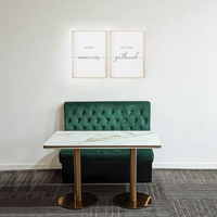 Table en pierre frittée commerciale, ensemble de canapés pour hôtel, café, restaurant, banquette en flanelle verte