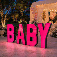 Lettres géantes 3D en acrylique LED BABY pour la décoration de fête de révélation du sexe du bébé, couleur rose et noir, taille personnalisable