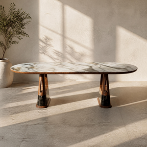 Table à manger en marbre Calacatta Violet de qualité supérieure, plateau en pierre naturelle, pieds en bois de noyer massif pour la maison, restaurant PISANO - Product Image 4