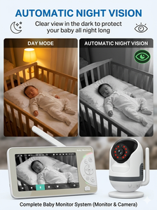Monitor para Bebés KT567T con Pantalla IPS de 5 Pulgadas, WiFi, Cámara de Video Inalámbrica HD 720P, Batería de 5000 mAh, Largo Alcance, PTZ, Aplicación Inteligente - Product Image 5