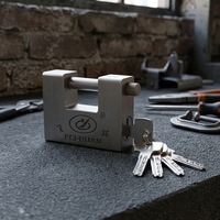 FEIHUAN Cadenas en acier robuste de haute sécurité en forme de D avec clé pour portes de garage, conteneurs, abris de jardin, entrepôts