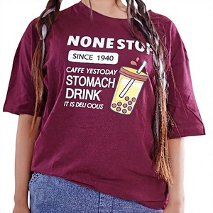 Premium Fashionable Casual Logo Custom Design Breathable Short Sleeve 100% Cotton Neck T-<b>Shirt</b> <b>Women</b> Drop Shoulder Wholesale BD - Product Image 1