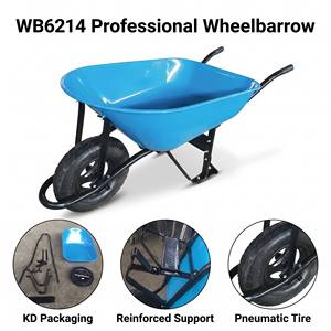 Carretilla de Construcción Reforzada WB6214 de 180 kg con Rueda Neumática 4.00-8, Carretilla de Jardín con Bandeja Metálica con Recubrimiento en Polvo de 0.8 mm - Product Image 4