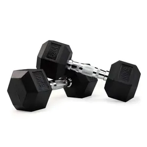 5-100LB Wholesale Rubber Hexagonal Dumbbells For Gym Equipment Weightlifting Fitness Training Hex Dumbbell Set For Sale