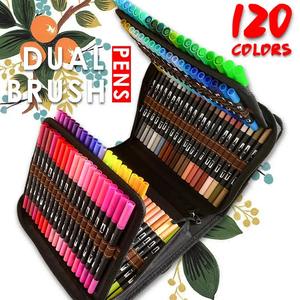 12-120 Farben Dual Tip Fine Liner Zeichnung markierungen Aquarell Kunst markierungen Pinsels tift für Kalligraphie Malerei Set Kunst zubehör - Product Image 6