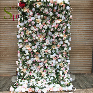 Tela enrollada en la espalda para decoración de fondo de boda, decoración de flores de seda blanca y marfil, SPR, superventas - Product Image 1