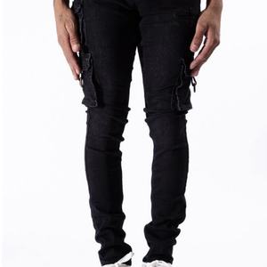 Pantalones Vaqueros de Mezclilla Ajustados al Cuerpo con Múltiples Bolsillos, Estilo Biker, para Hombre, Venta al Por Mayor - Product Image 2