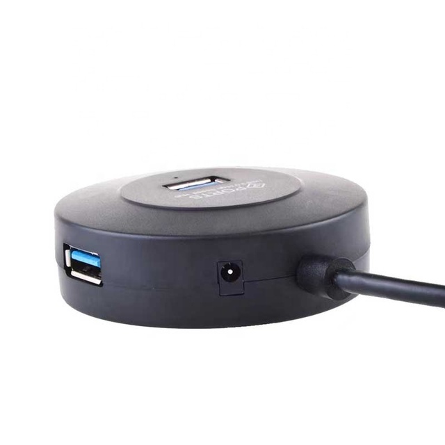 Round Shape Abs Plastic Usb Hub 3.0 4 Ports With DC 5V 2A External Power Connector 4 in 1 Usb 3.0 Hub