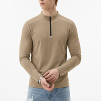Haut de sport pour homme à manches longues, col montant, demi-zip, personnalisé, léger, respirant, pour la gym, la course, le fitness et l'entraînement