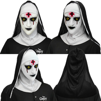 Masque intégral en latex de nonne effrayante pour adulte, costume de fête d'Halloween, masque d'horreur pour maison hantée