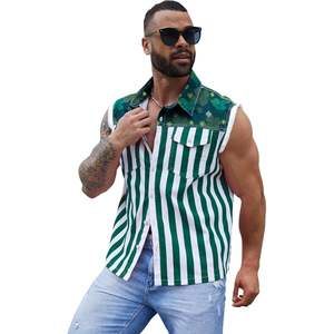 Chaleco Vaquero sin Mangas Personalizado para Hombre, con Bolsillo Frontal Estampado, Transpirable, Corte Regular, Mezcla de Algodón y Poliéster - Product Image 1