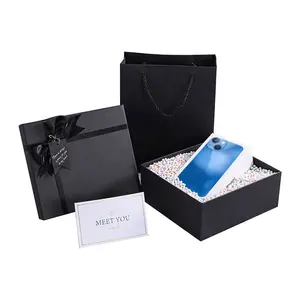 Empty Gift Box with lid rigid Birthday Present Perfume Cosmetic retail case Shoes Container Packaging Ribbon Shredded paper box