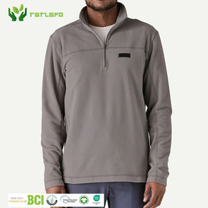 Pull en molleton à col montant et fermeture éclair 1/4, en coton décontracté pour homme, de haute qualité, recyclé, écologique, respirant - Product Image 1