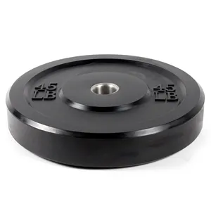 Fitness Sport Gym Training Natural Rubber 45LB Black Bumper Weight Lifting Plate