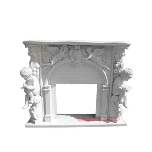 Décoration de cheminée électrique en marbre blanc Design de sculpture d'art en pierre avec statue de garçon lu Statue de lecture de garçon pour cheminées - Product Image 2