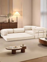Canapé-lit compact 3 places en L, style Mid-Century Modern, en tissu microfibre velours côtelé et mousse, entièrement démontable et lavable, pour un intérieur épuré