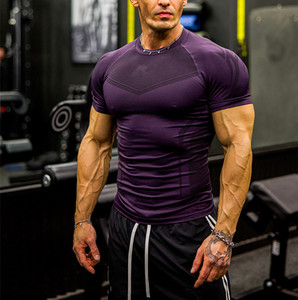 Spring High Quality Custom Logo Printed Short Sleeve Crew Neck Breathable Four-Way Stretch Sport Running <strong>Apparel</strong> Men's Seamless - Product Image 4