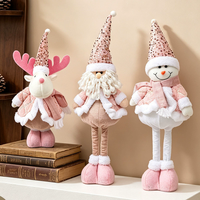 CI-273 Poupée de Noël rose, figurine de Noël debout, Père Noël, Bonhomme de neige, Renne, jouet en peluche avec jambes rétractables 2026