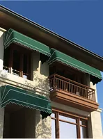 Auvent rétractable manuel incurvé en alliage d'aluminium de style français pour balcon extérieur, abri de pluie durable pour la décoration de la maison