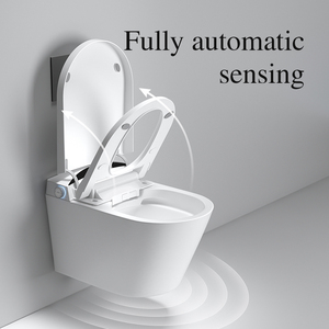 WC intelligent de luxe mural avec siphon en P, chasse d'eau par gravité, télécommande incluse, capteur de pied, WC automatique KL-075 Sm - Product Image 5