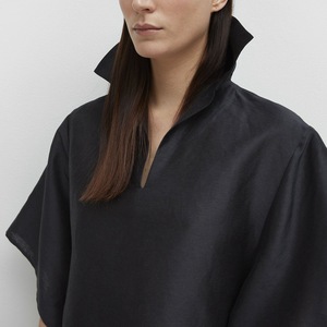Blusa Negra de Organza con Cuello Alto y Corte Recto para Mujer, Estilo Casual de Oficina, Venta Caliente TONGRUI - Product Image 3