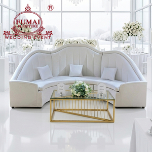 Sofa demi-rond de causeuse en cuir blanc de style italien de conceptions modernes pour le mariage - Product Image 1