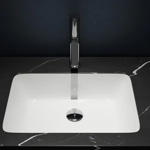 순수한 흰색 인공 돌 광택 언더마운트 싱크 사각형 모양의 대리석 욕실 싱크 맞춤형 Lavabo