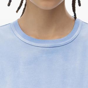 Camiseta Esencial de Algodón Lavado con Efecto Desgastado y Estampado de Logotipo Personalizado, Cuello Redondo, Manga Corta para Mujer - Product Image 5