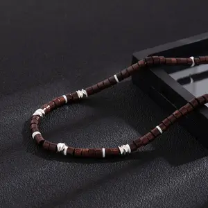 Collier de perles en bois de Bohême pour hommes plage d'été fait à la main collier en argile polymère tour de cou
