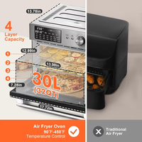Nouveau design 2025 – Four à convection électrique 30L 1800W avec friteuse à air, cuisson, déshydratation, rôtissoire, 21 menus prédéfinis, 4 accessoires, usage domestique