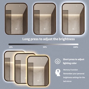 Antique-Mộc mạc Led Gương phòng tắm với khung gỗ và kính tối giản Wall Mount trang trí nhà nghệ thuật cho khách sạn - Product Image 3