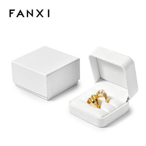 FANXI Wholesale <b>White</b> Square Microfiber Jewelry Packaging <b>Box</b> Custom Logo <b>Gift</b> Earring Pendant Quality Velvet Jewelry Packing - Product Image 6