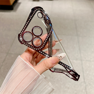 เคสโทรศัพท์ใสขอบชุบกลิตเตอร์เพชรไรน์สโตน สำหรับ iPhone 18 17 Air 16 15 14 Pro Max Plus  วัสดุ TPU นิ่มแบบใส - Product Image 3