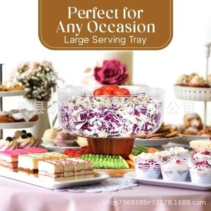Wooden transparent cake tray, round stemmed glass, wooden tray, <b>party</b> <b>table</b>, wooden decorative dessert plate - Product Image 3