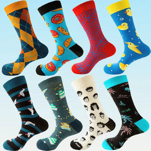 Anti-Bacterial Breathable Knitted Crew Autumn Casual Men's Colorful Fun <b>Socks</b> - Product Image 3