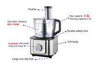 Robot culinaire électrique multifonction en acier inoxydable 10-en-1, avec crochet pétrisseur, hachoir à légumes et hachoir à viande